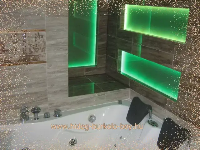 fürdőszoba rejtett led világítás kád megviolágító falban