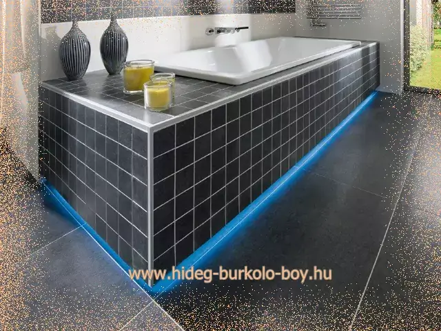 fürdőszoba rejtett led világítás kád pereme alatt