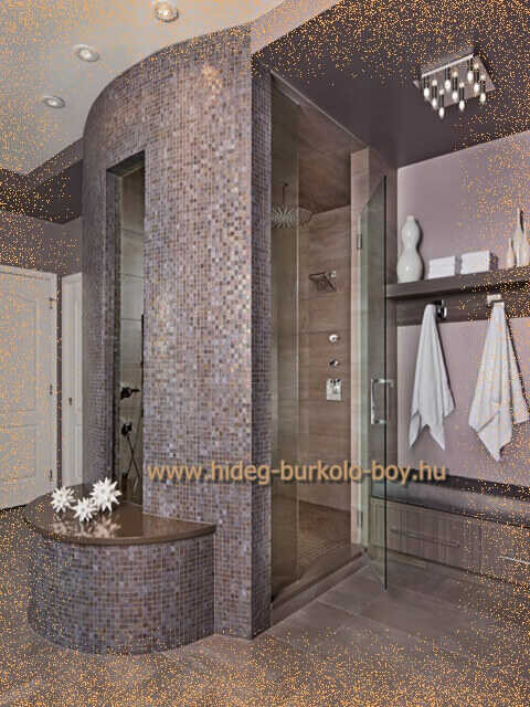 fürdőszoba felújítás, elegáns térelválasztó hajlított fal zuhanyzóban
