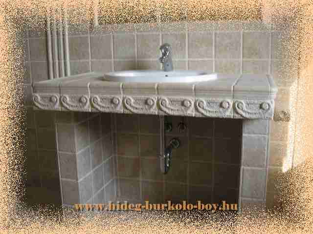 fürdőszoba felújítás, épített mosdó mediterrán stílus